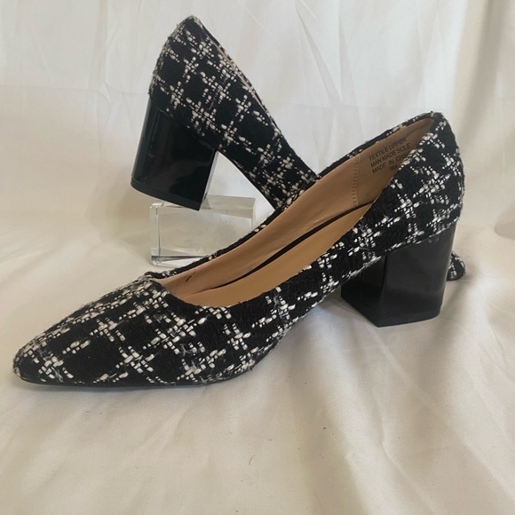 Ann Taylor Shoes - Ann Taylor Factory Black and White Tweed Pointy Toe, Block Heels, Women’s Size 9